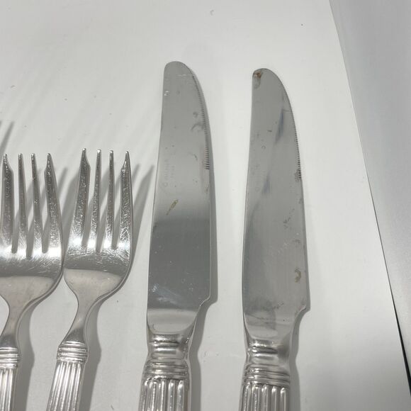Lot Of 10 Wallace Chardonnay 18/8 Stainless Flatware Classic Ribbed Fork Spoon - Picture 4 of 7
